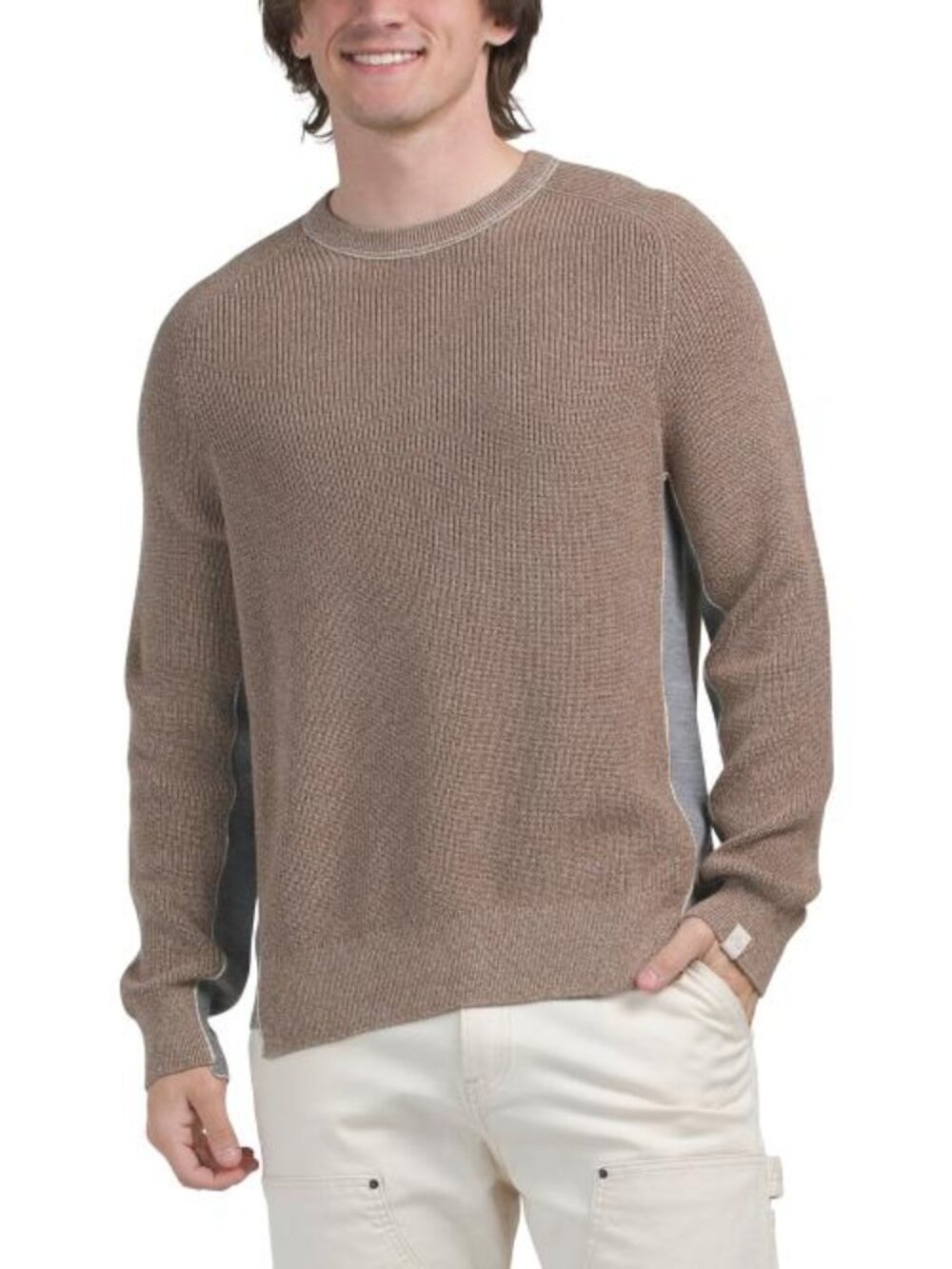 RAG & BONE Gabe Splice Long Sleeve Crew Neck Sweater